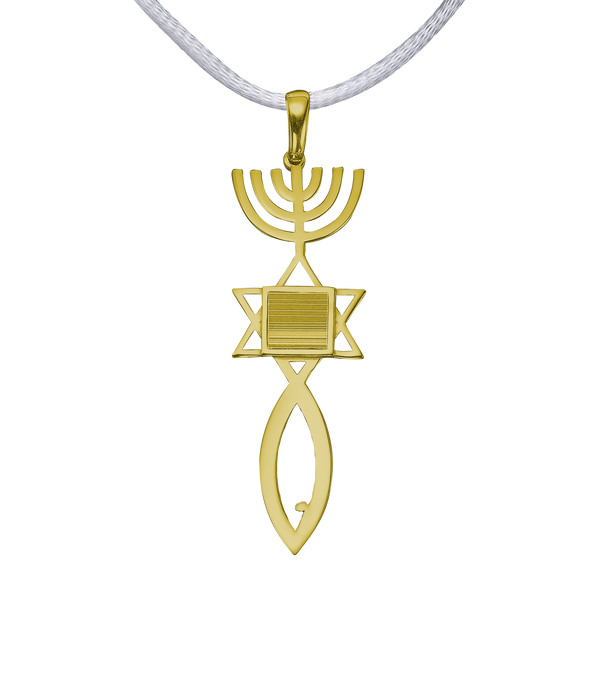 Messianic seal of Jerusalem pendant necklace - Vermeil Yellow Gold