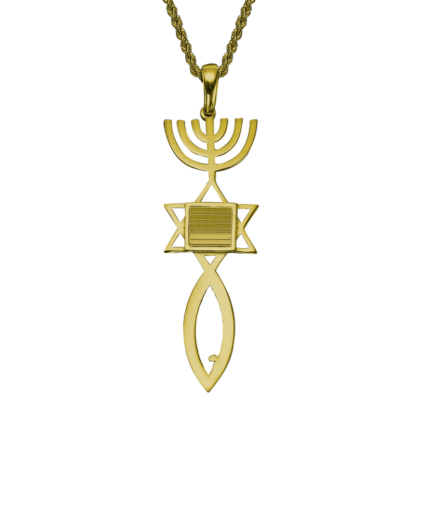 Messianic seal of Jerusalem pendant necklace - Yellow gold