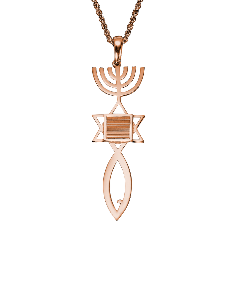 Messianic seal of Jerusalem pendant necklace - Rose Gold