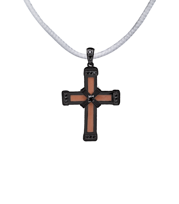 The Eternity Classic Vermeil Cross - Black Gold - Black Diamonds - Small