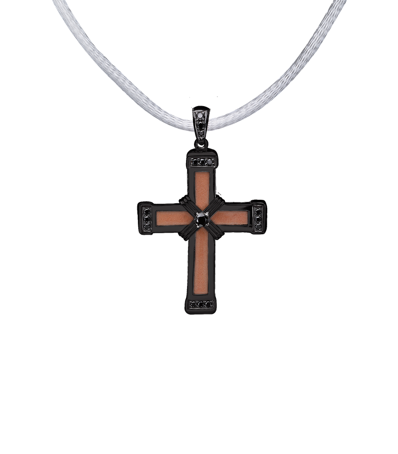 The Eternity Classic Vermeil Cross - Black Gold - Black Diamonds - Small