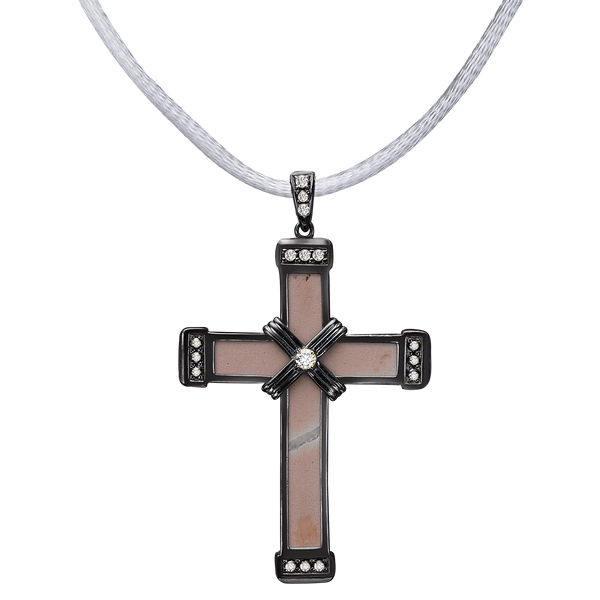 Medium Eternity Classic Vermeil Cross - Black Gold  - White diamonds