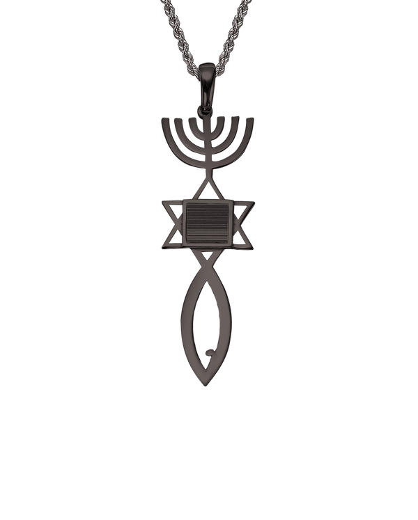 Messianic seal of Jerusalem pendant necklace - Black gold