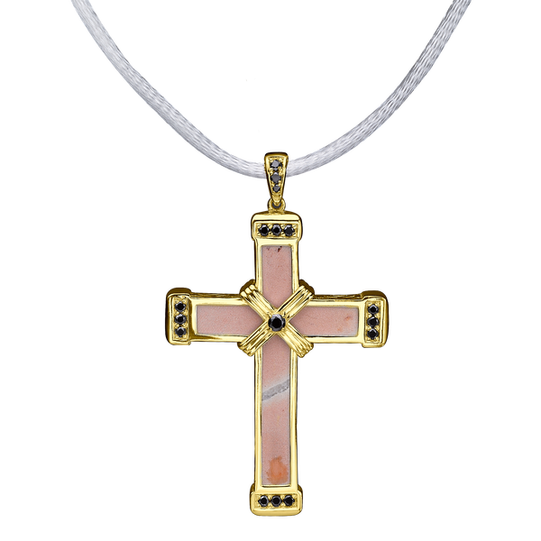 The Eternity Classic Vermeil Cross - Yellow Gold - Black Diamonds - Medium