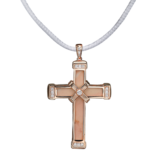 The Eternity Classic Vermeil Cross - Rose Gold - White Diamonds - Medium