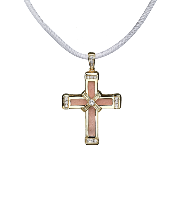 The Eternity Classic Vermeil Cross - Yellow Gold - White Diamonds - Small