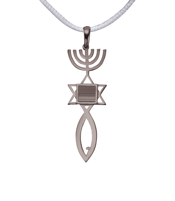 Messianic seal of Jerusalem pendant necklace - Vermeil White Gold