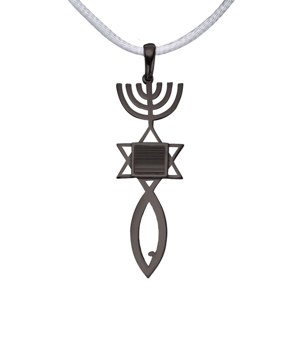 Messianic seal of Jerusalem pendant necklace - Vermeil Black Gold