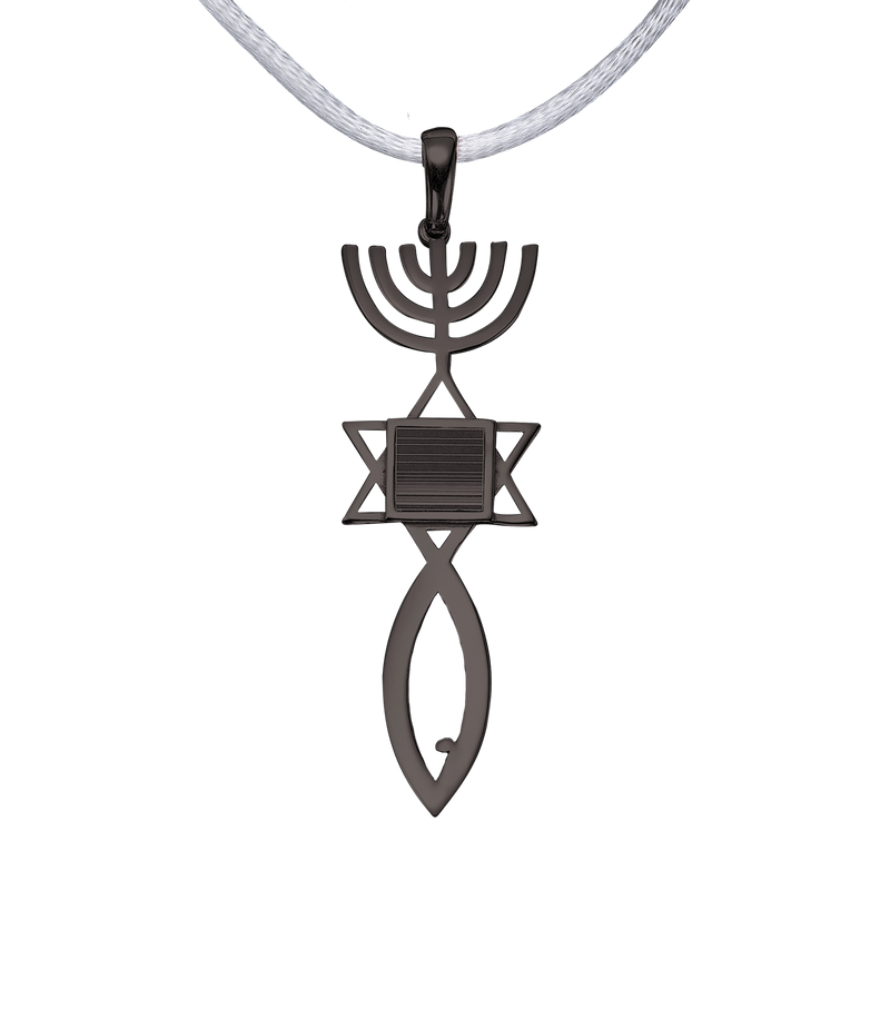 Messianic seal of Jerusalem pendant necklace - Vermeil Black Gold