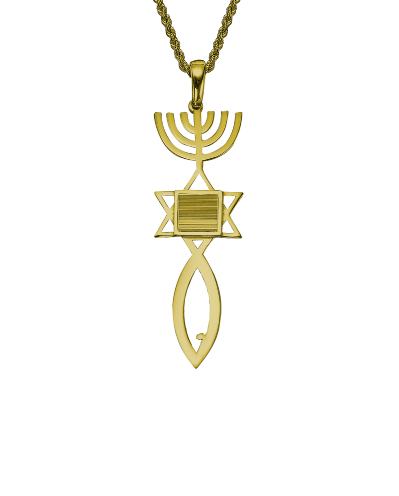 Messianic seal of Jerusalem pendant necklace - Yellow gold