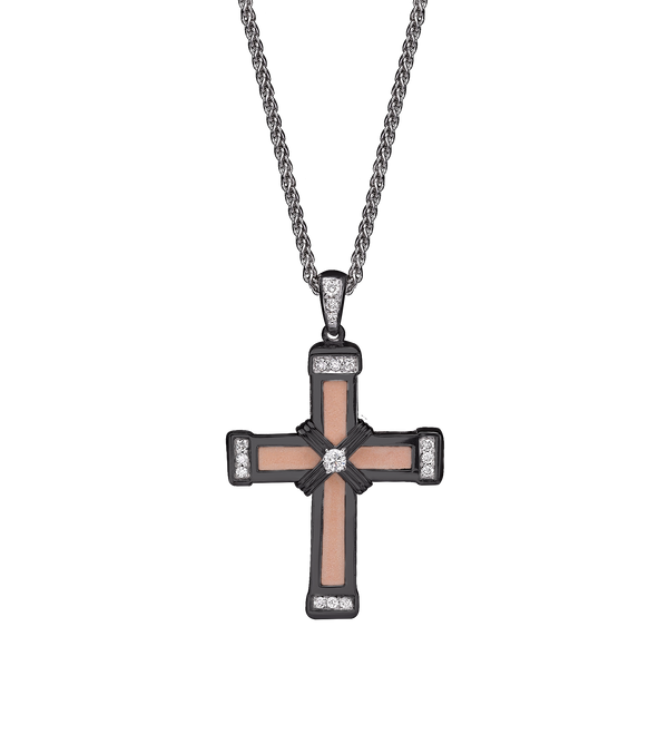 The Eternity Classic Cross - Black Gold - White Diamonds - Small