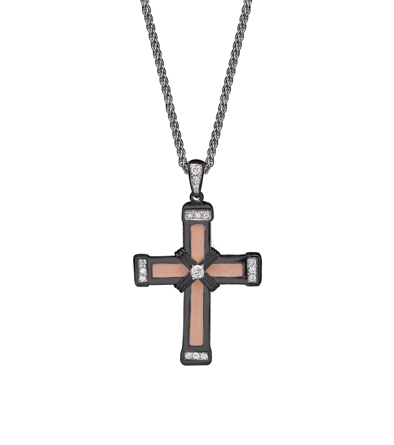 The Eternity Classic Cross - Black Gold - White Diamonds - Small