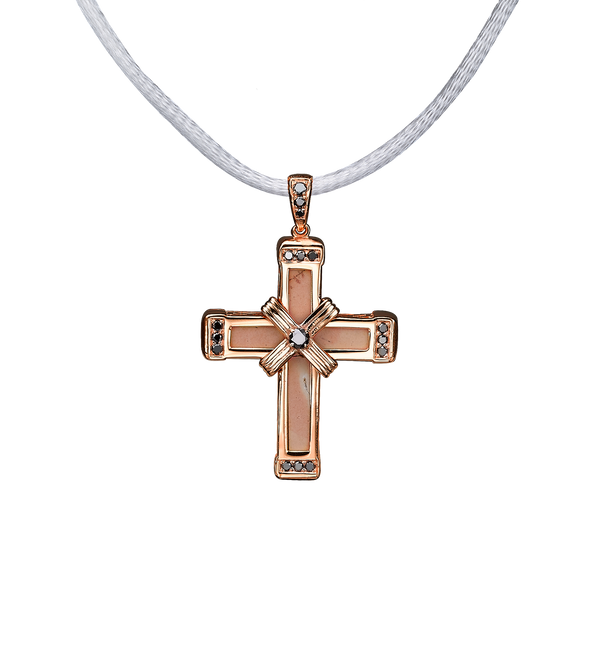 The Eternity Classic Vermeil Cross - Rose Gold - Black Diamonds - Small