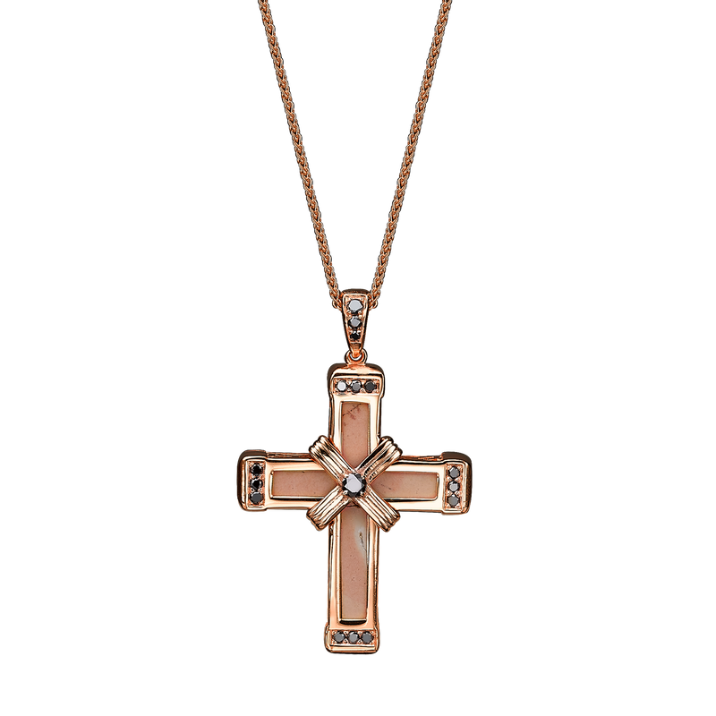 The Eternity Classic Cross - Rose Gold - Black Diamonds - Small