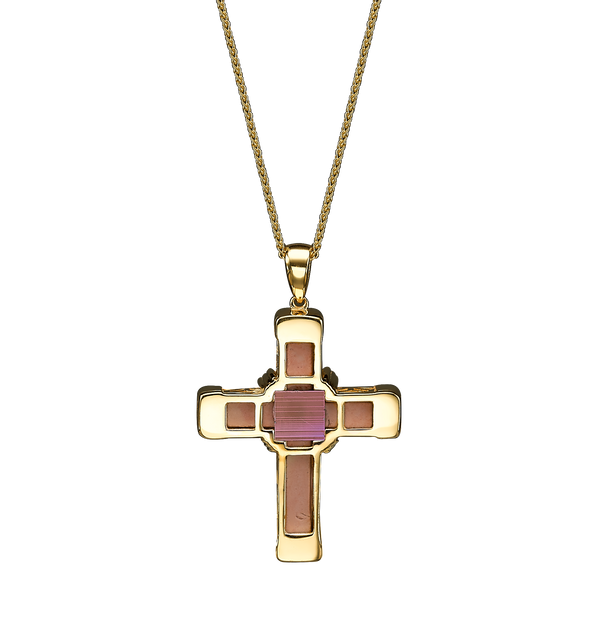 The Eternity Classic Vermeil Cross - Yellow Gold - Black Diamonds - Small