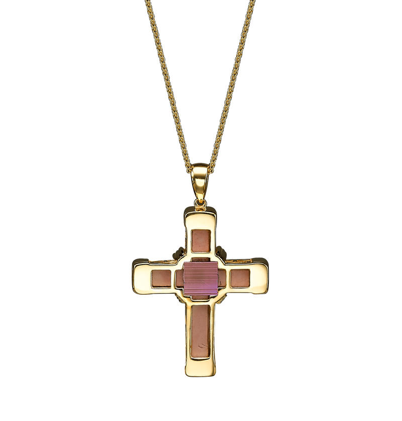 The Eternity Classic Vermeil Cross - Yellow Gold - Black Diamonds - Small