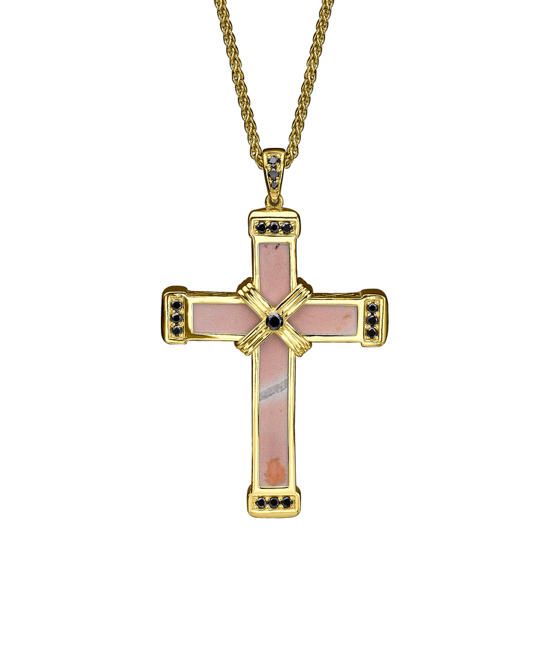 The Eternity Classic Cross - Yellow Gold - Black Diamonds - Medium