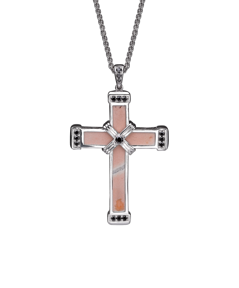 The Eternity Classic Cross - White Gold - Black diamonds - Medium