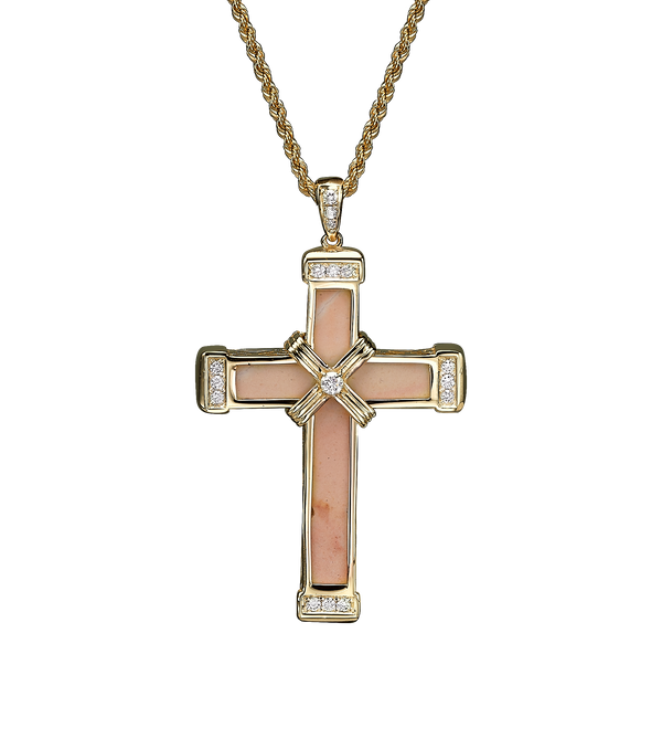 The Eternity Classic Cross - Yellow Gold - White Diamonds - Medium