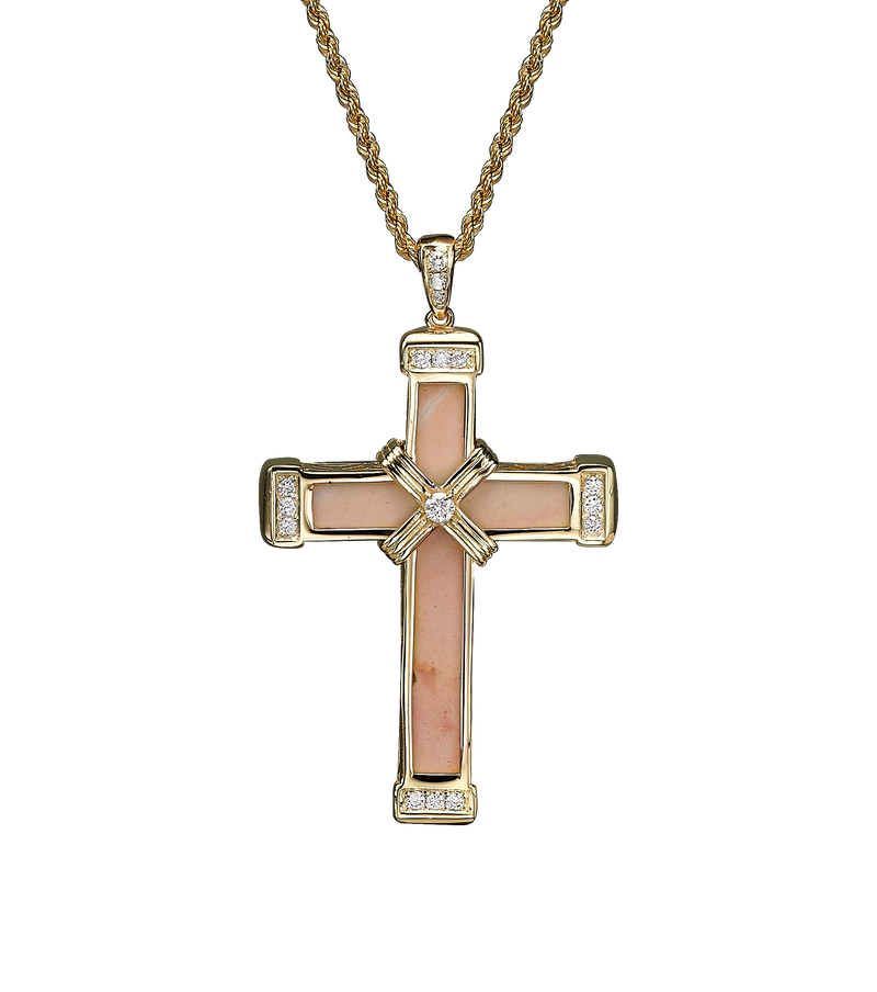 The Eternity Classic Cross - Yellow Gold - White Diamonds - Medium