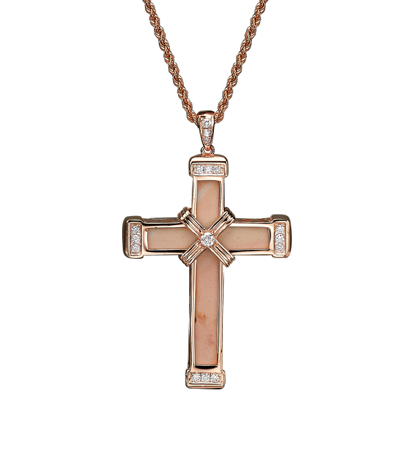 Medium Eternity Classic Cross - Rose Gold  - White diamonds