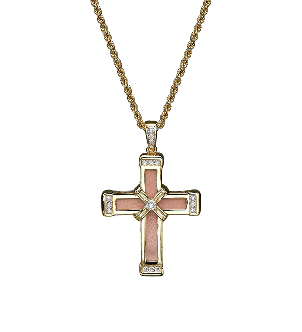 The Eternity Classic Cross - Yellow Gold - White Diamonds - Small