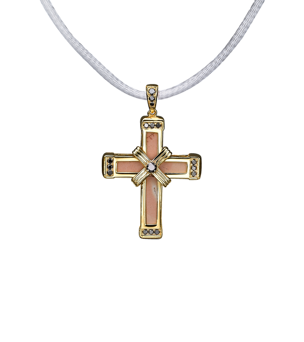 The Eternity Classic Vermeil Cross - Yellow Gold - Black Diamonds - Small