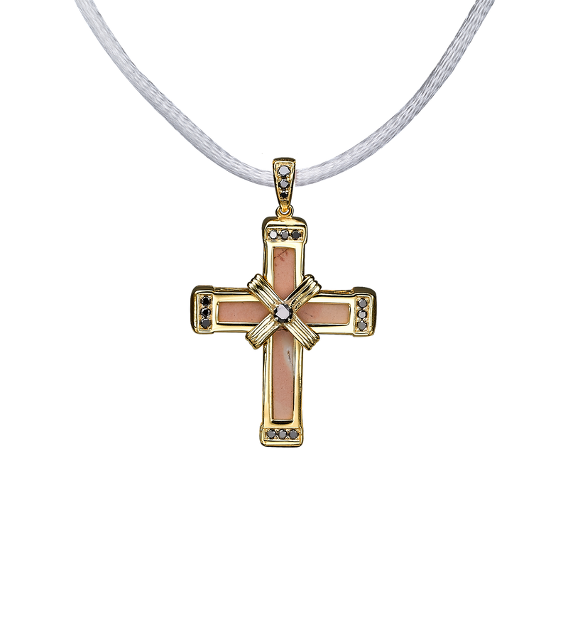 The Eternity Classic Vermeil Cross - Yellow Gold - Black Diamonds - Small