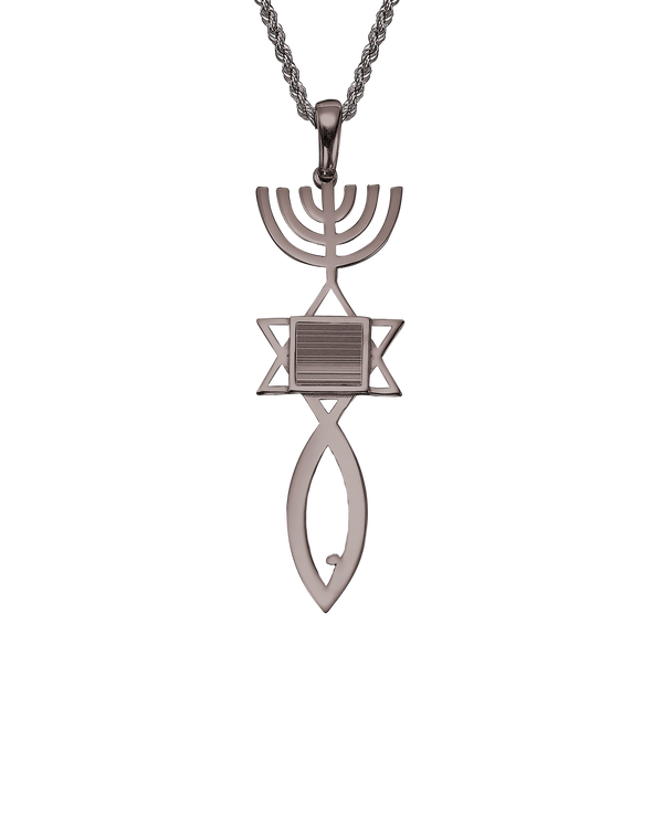 Messianic seal of Jerusalem pendant necklace  - White Gold